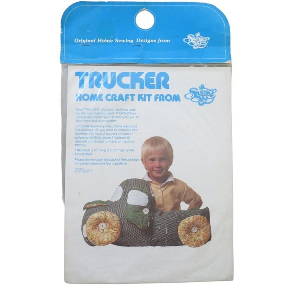 Vintage Stuffable Toy Truck Plush Home Craft Kit Precut Fabric 21" L X 11" H NEW - Picture 9 of 10